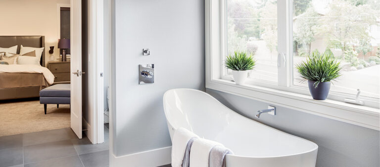 Bathroom in Luxury Home: Bathtub and Shower